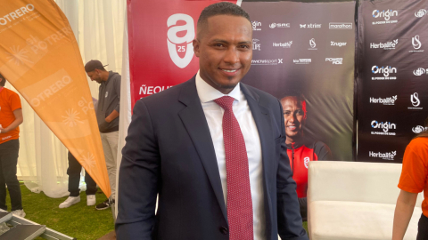 Antonio Valencia, durante la presentación del uniforme de AV25 para la temporada 2024, el 25 de abril.