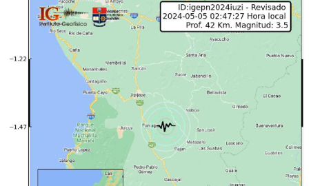 Paján fue el epicentro de un nuevo sismo en Manabí, este 5 de mayo de 2024.