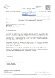 Invitación realizada por el director del CJ, Pedro Crespo, para socializar el Método de Evaluación.