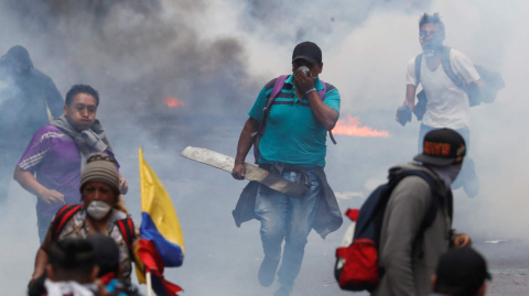 Protests against Ecuador's President Lenin Moreno's austerity measures, in Quito