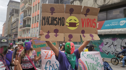 Manifestación en Quito por el Día Internacional de la Mujer, este 8 de marzo de 2020.