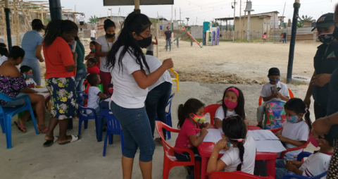 La improvisada escuela en la cooperativa Ciudad de Dios, al norte de Guayaquil, el pasado 11 de septiembre de 2020.