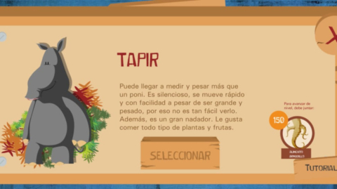 Captura del juego "Ahorra para cuidar la Fauna".