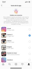 Logos de Instagram que los usuarios pueden elegir.