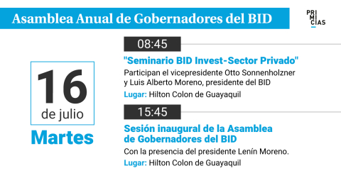 Agenda de actividades de la Asamblea del BID. 