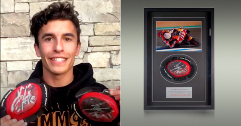 Marc Márquez dona las deslizaderas que utilizó en el Gran Premio de Jerez 2020, de motociclismo.