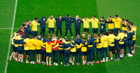 El entrenador del Villarreal, Unai Emery, en la charla técnica del Villarreal.