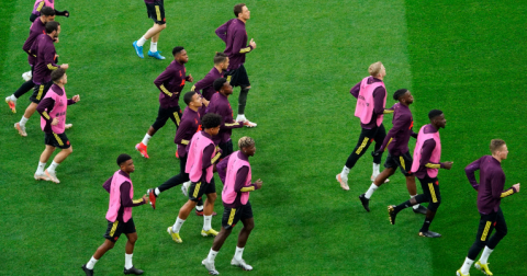 El Manchester United en el entrenamiento previo a la final de la Europa League.