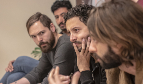 Luis Lizarralde, Andrés Sierra, Mateo Paris y Andrés Toro durante la entrevista.