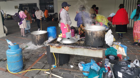 El movimiento indígena instalado en la Casa de la Cultura en Quito, el 8 de octubre de 2019.