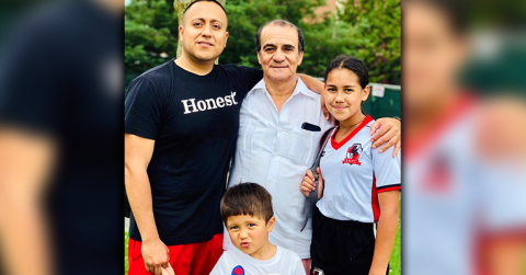 Julissa junto a su tío, Fabían y a su abuelo, Oscar