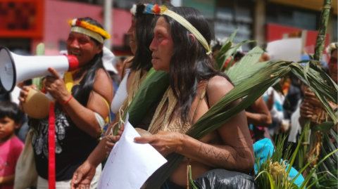 Manifestación en Quito por el Día Internacional de la Mujer, este 8 de marzo de 2020.