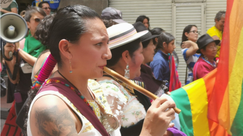 Manifestación en Quito por el Día Internacional de la Mujer, este 8 de marzo de 2020.