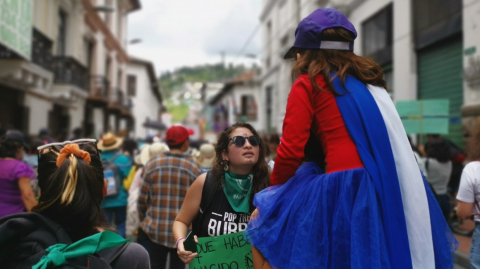 Manifestación en Quito por el Día Internacional de la Mujer, este 8 de marzo de 2020.