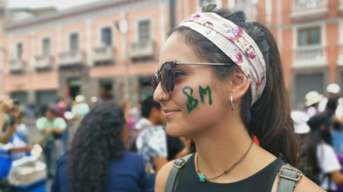 Manifestación en Quito por el Día Internacional de la Mujer, este 8 de marzo de 2020.