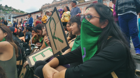 Manifestación en Quito por el Día Internacional de la Mujer, este 8 de marzo de 2020.