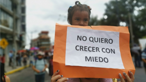 Manifestación en Quito por el Día Internacional de la Mujer, este 8 de marzo de 2020.