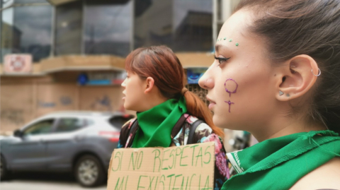 Manifestación en Quito por el Día Internacional de la Mujer, este 8 de marzo de 2020.