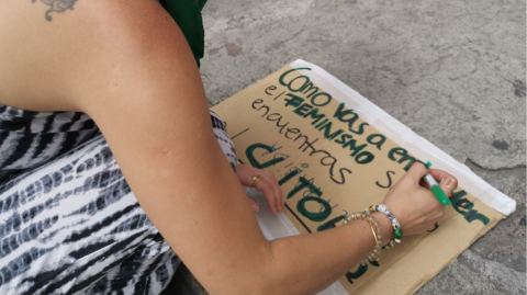 Manifestación en Quito por el Día Internacional de la Mujer, este 8 de marzo de 2020.