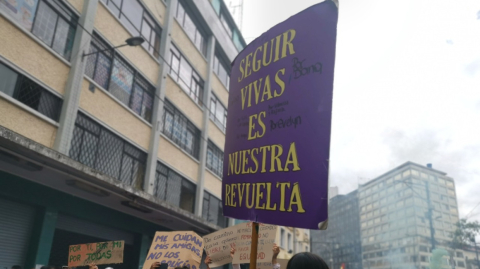 Manifestación en Quito por el Día Internacional de la Mujer, este 8 de marzo de 2020.