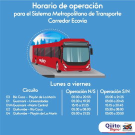 Horario de operación de la Ecovía.