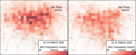 Cambio en la calidad del aire en la ciudad de Sao Paulo.