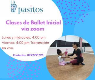 Anuncio de las clases de ballet inicial que da el estudio de baile Pasitos.