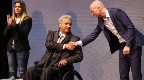 Lenín Moreno asistió a la presentación de Jordi Cruyff, como nuevo entrenador de la selección ecuatoriana, el 13 de enero de 2020. 