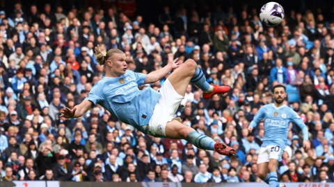 Erling Haaland durante un partido de la Premier League.