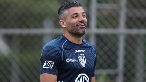 Javier Gandolfi, DT de Independiente del Valle, durante un entrenamiento en São Paulo, el 14 de mayo de 2024.