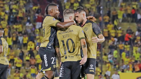 Jugadores de Barcelona SC, durante un partido, el 12 de mayo de 2024.