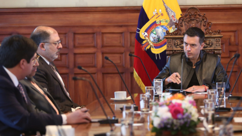 El presidente Daniel Noboa y el presidente de la Asamblea, Henry Kronfle, estuvieron juntos en la cita del Cosepe, el 22 de mayo de 2024.