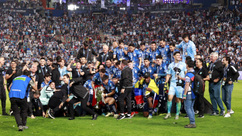 Jugadores del Pachuca celebrando el campeonato, 1 de junio de 2024.