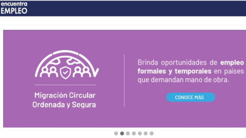 Imagen referencial. Pantallazo del portal de empleo con información sobre migración circular en Ecuador, el 5 de mayo de 2024.