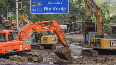 Los trabajos en la vía Baños - Puyo continúan este 20 de junio de 2024.