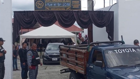 Funeral del excandidato a la alcaldía de Portoviejo, José Miguel Mendoza, asesinado el 2 de julio de 2024. 
