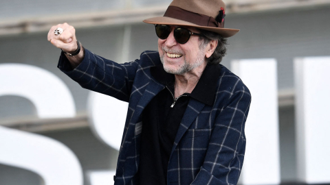 El cantante español Joaquín Sabina en el Festival de Cine de San Sebastián, en España.
