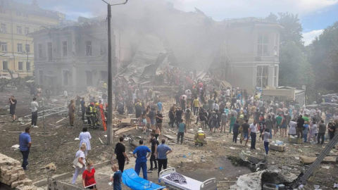 Hospital en Kiev que fue bombardeado, 8 de julio de 2024.