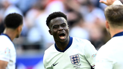 Bukayo Saka festeja su gol ante Suiza, el 6 de julio de 2024.