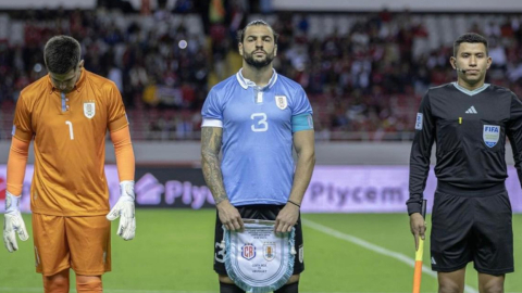 Gian Franco Allala durante un amistoso con la camiseta de Uruguay.