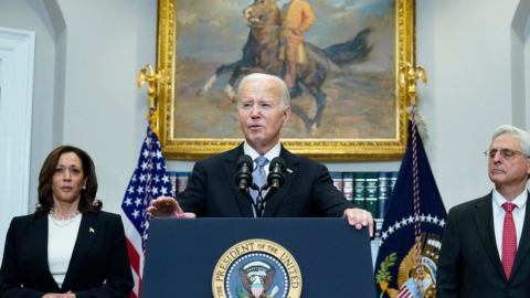 El presidente de Estados Unidos, Joe Biden, habla en la Casa Blanca el 14 de julio de 2024.