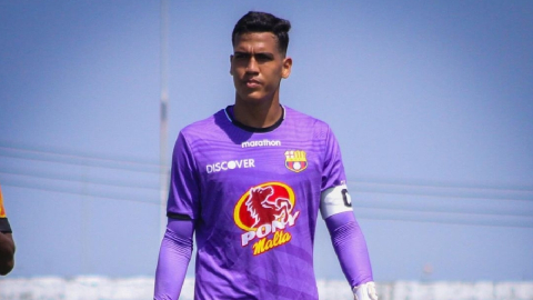 Justin Cornejo, durante un entrenamiento con Barcelona SC, el 5 de mayo de 2024.