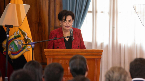 La ministra Gabriela Sommerfeld durante un evento en la Cancillería el 12 de julio de 2024.