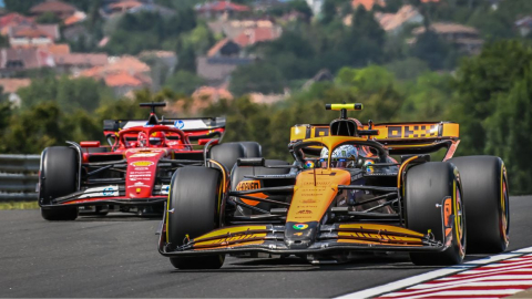 Lando Norris durante la primera sesión de práctica previa al Gran Premio de Hungría de F1.