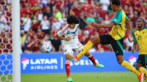 Eduard Bello marca un gol ante Jamaica, en la Copa América, el pasado 30 de junio de 2024.