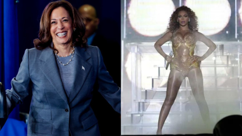 La vicepresidenta de Estados Unidos, Kamala Harris, y la reconocida cantante Beyonce, 23 de julio de 2024.