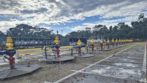 Pozos petroleros en el campo petrolero ITT, a cargo de Petroecuador, el 23 de junio de 2023.