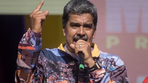 El presidente de Venezuela, Nicolás Maduro, en un acto de campaña en Caracas el 18 de julio de 2024.