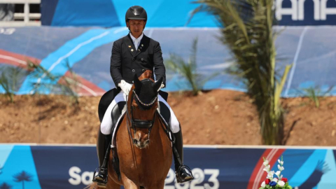 Julio Mendoza compite durante los Juegos Panamericanos 2023 desarrollados en Santiago de Chile.