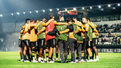 Barcelona antes del encuentro ante Bragantino en Sao Paulo el 24 de julio de 2024.